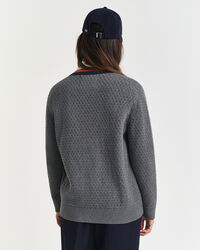 Cardigan in cotone testurizzato in un colore a contrasto