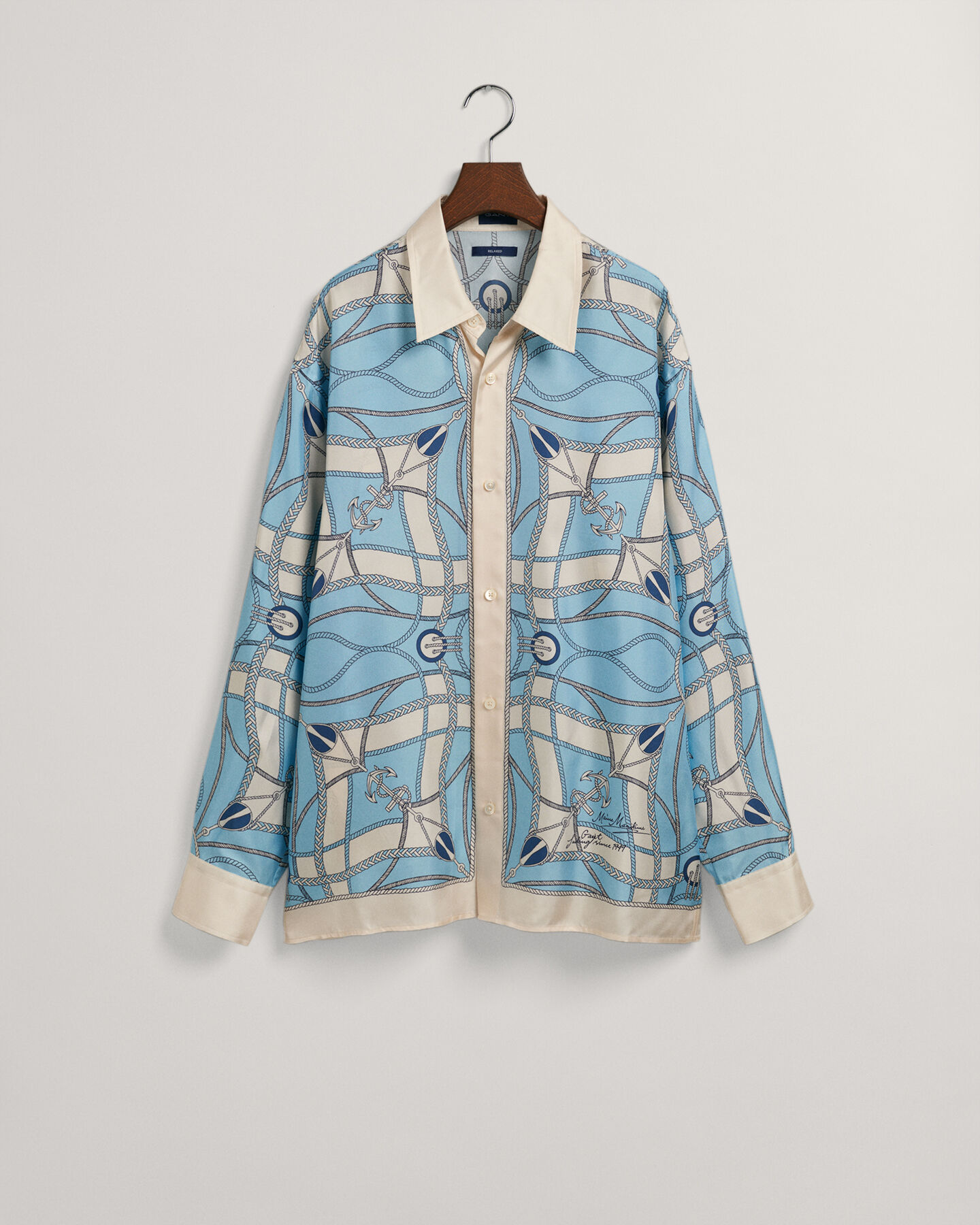 Camicia di seta con stampa Sailing relaxed fit