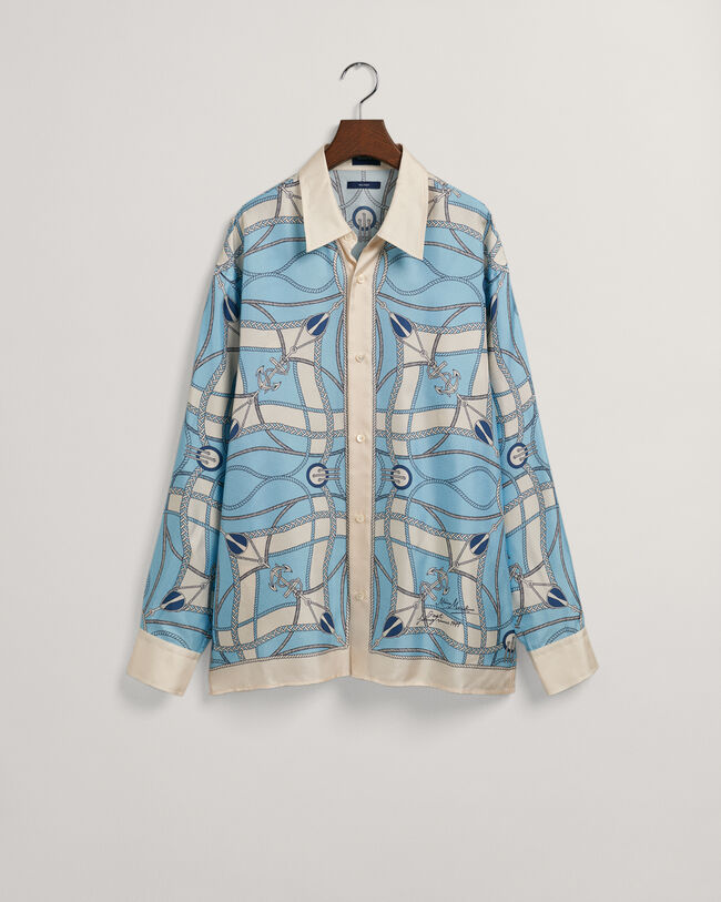 Camicia di seta con stampa Sailing relaxed fit