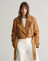 Giacca trench corta in pelle