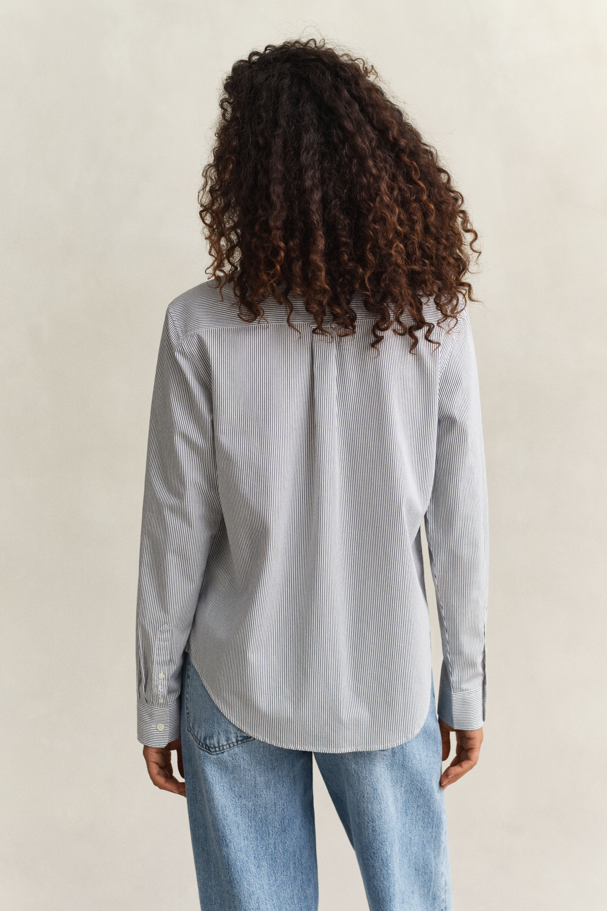 Camicia in cotone a righe con volant