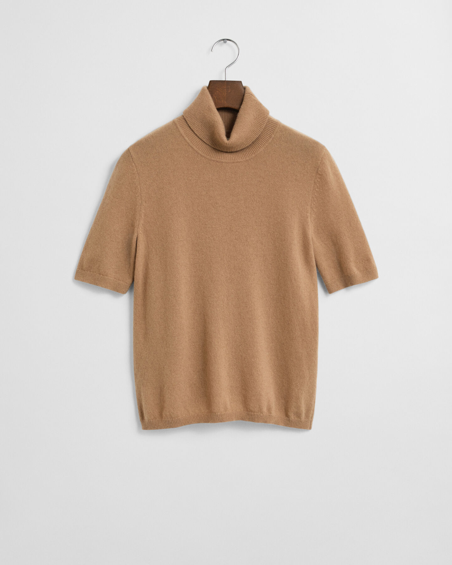 Maglia a collo alto in cashmere a maniche corte