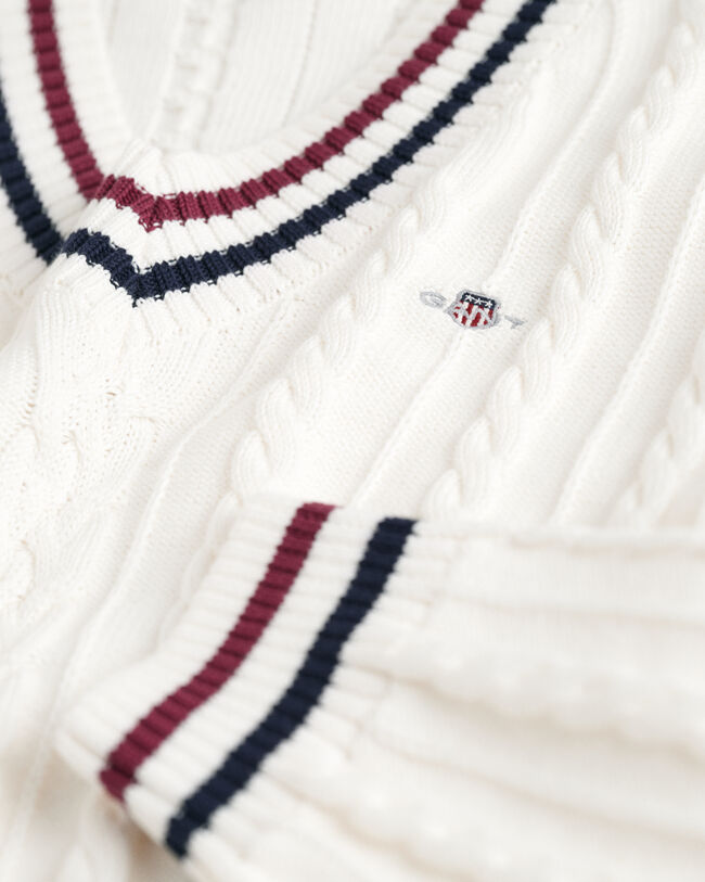 Maglia con scollo a V a trecce a righe Teens