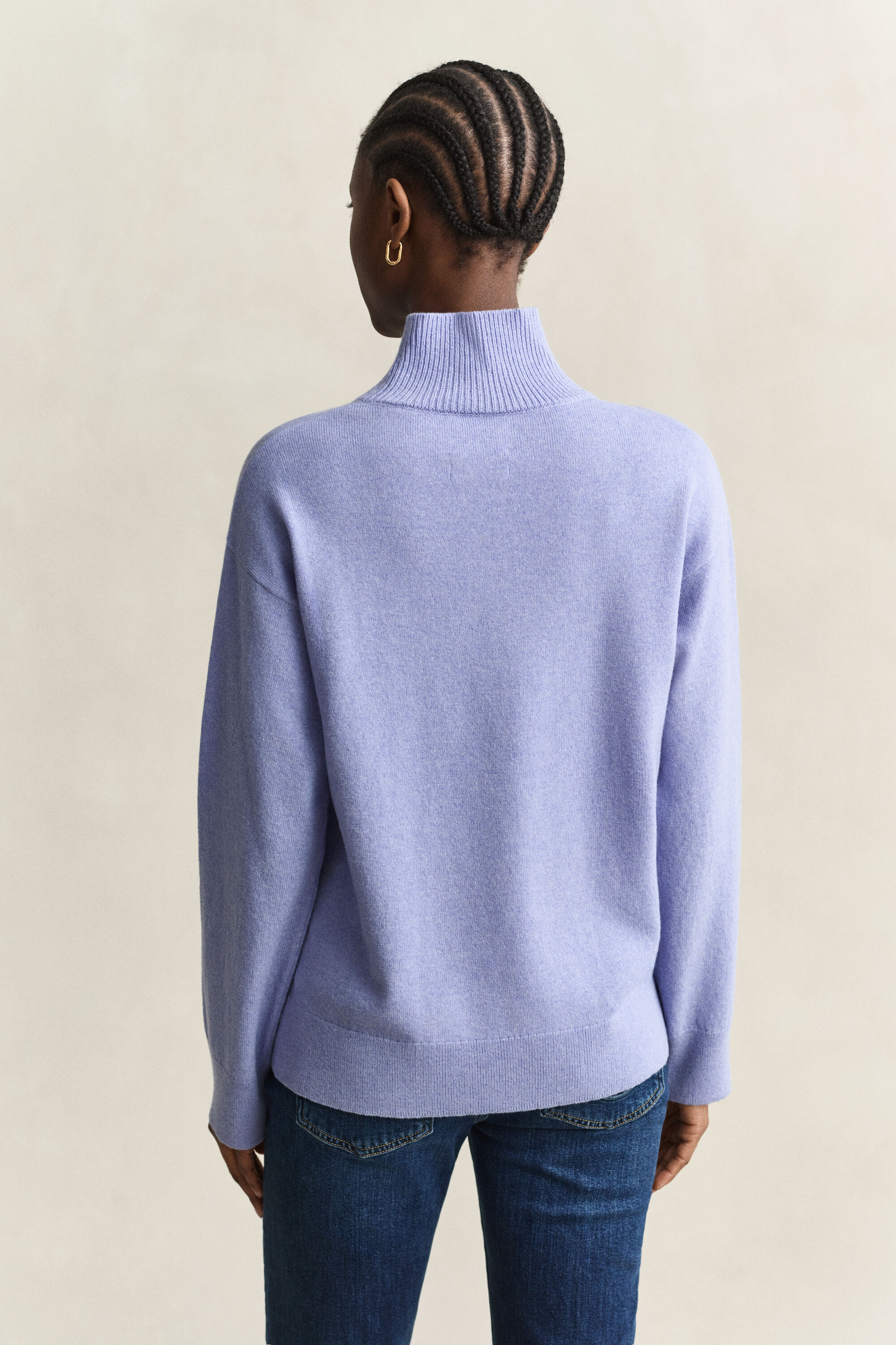 Maglia con finto collo alto in finissima lana d’agnello