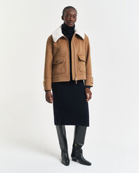 Abito a collo alto con dettagli in maglia