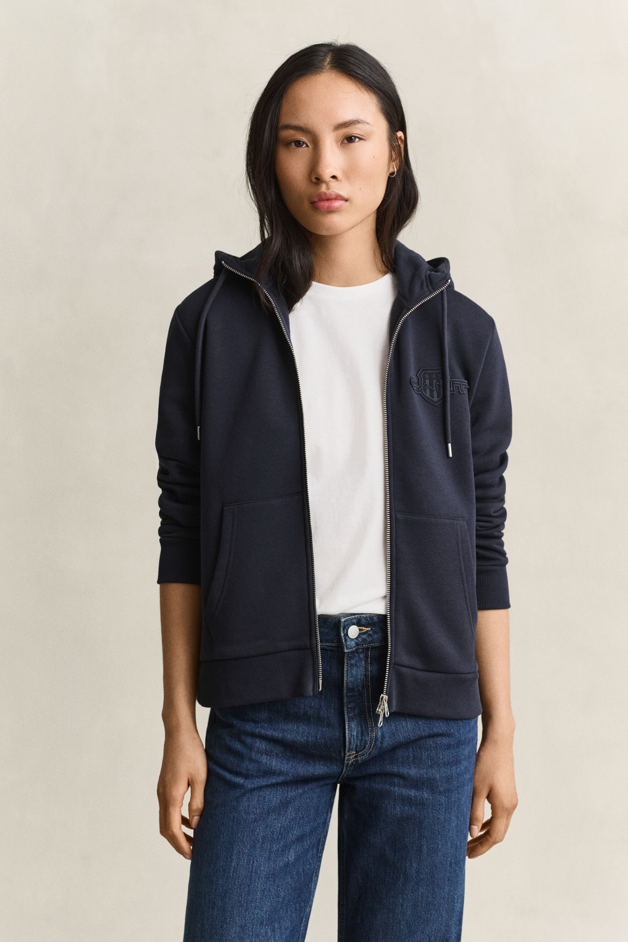 Felpa con zip e cappuccio Tonal Shield