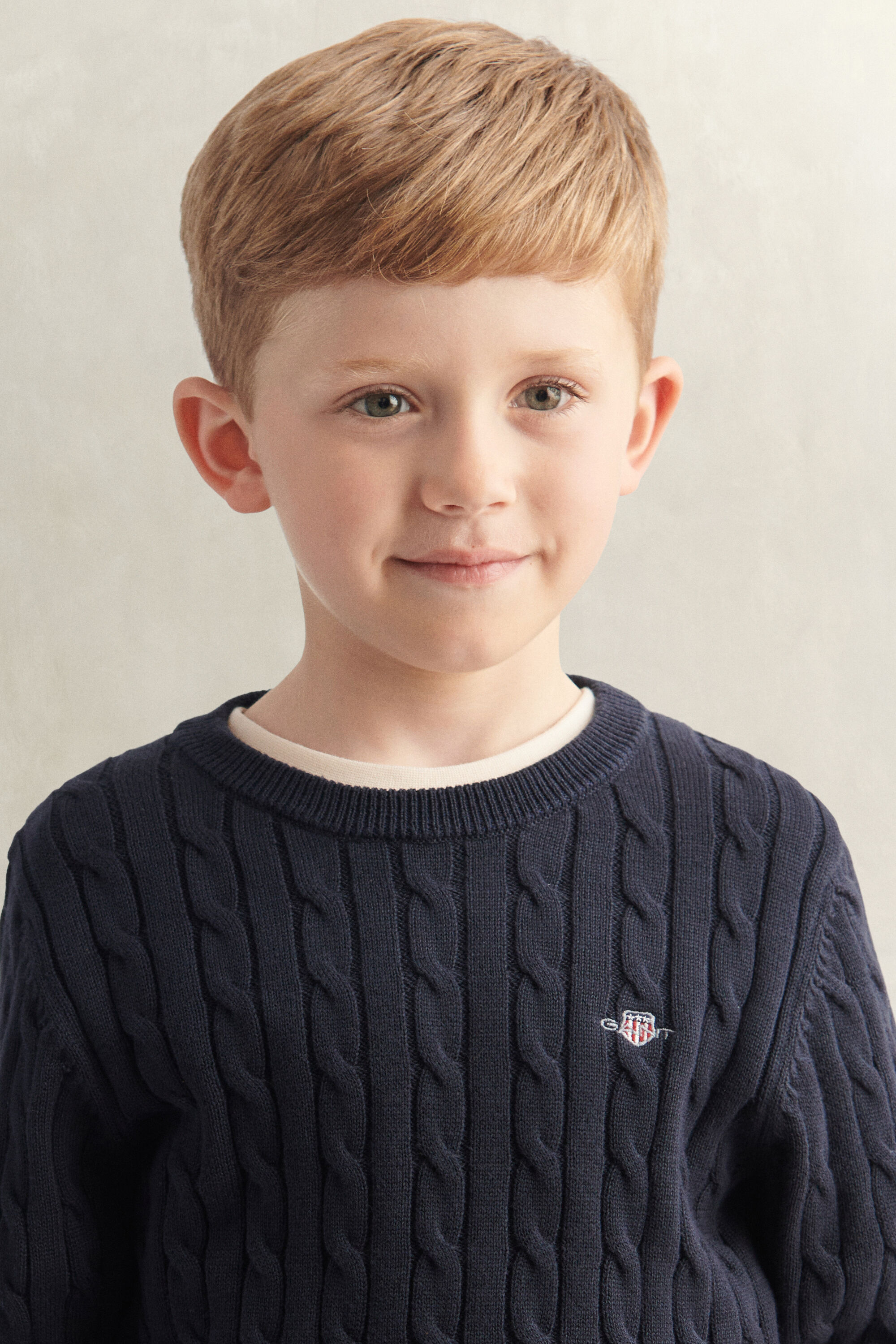 Maglia lavorata in cotone a trecce Shield Boys