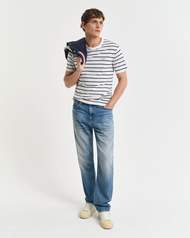 T-shirt in lino e cotone a righe