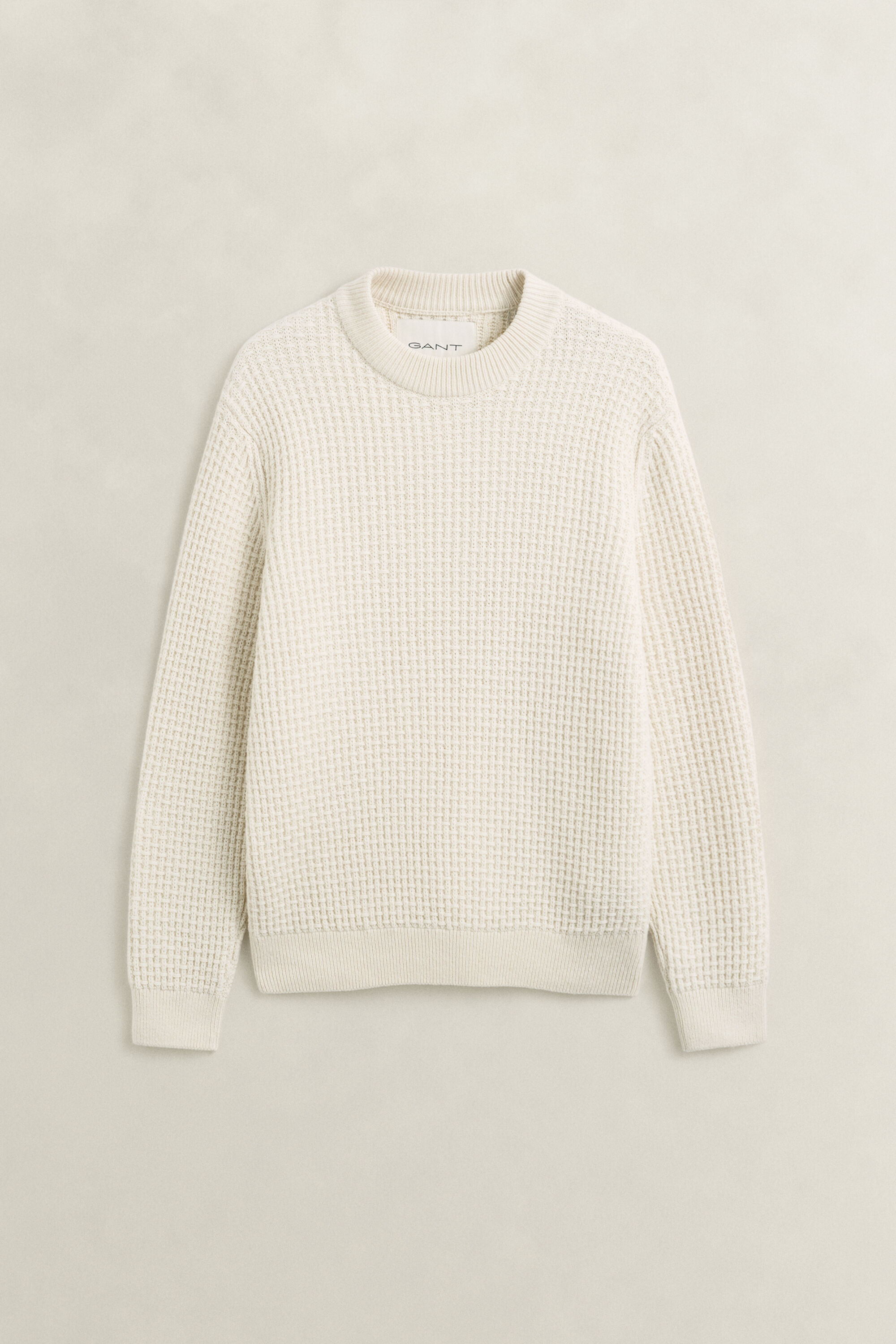 Maglia in cotone e lana testurizzata con finto collo alto