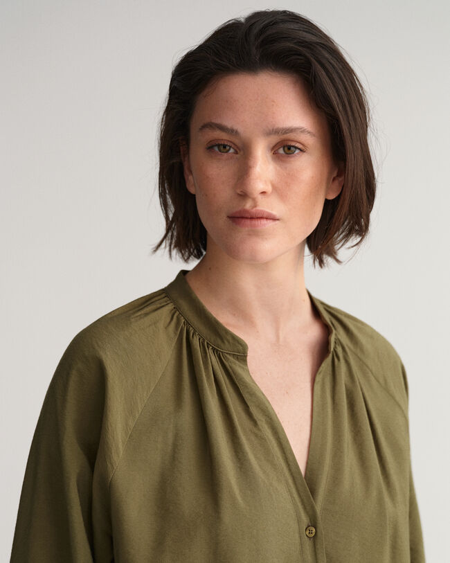 Abito chemisier con colletto alla coreana