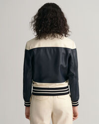 Giacca in pelle a blocchi di colore