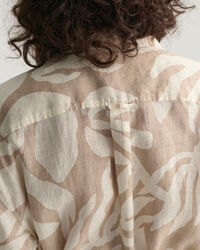 Abito chemisier in lino Palm Print