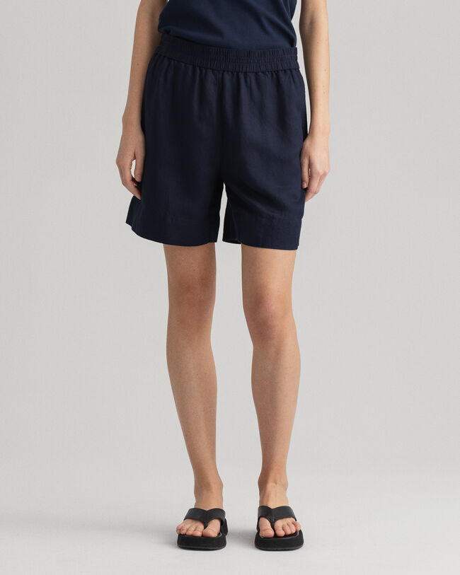 Pantaloncini pull-on in lino-viscosa