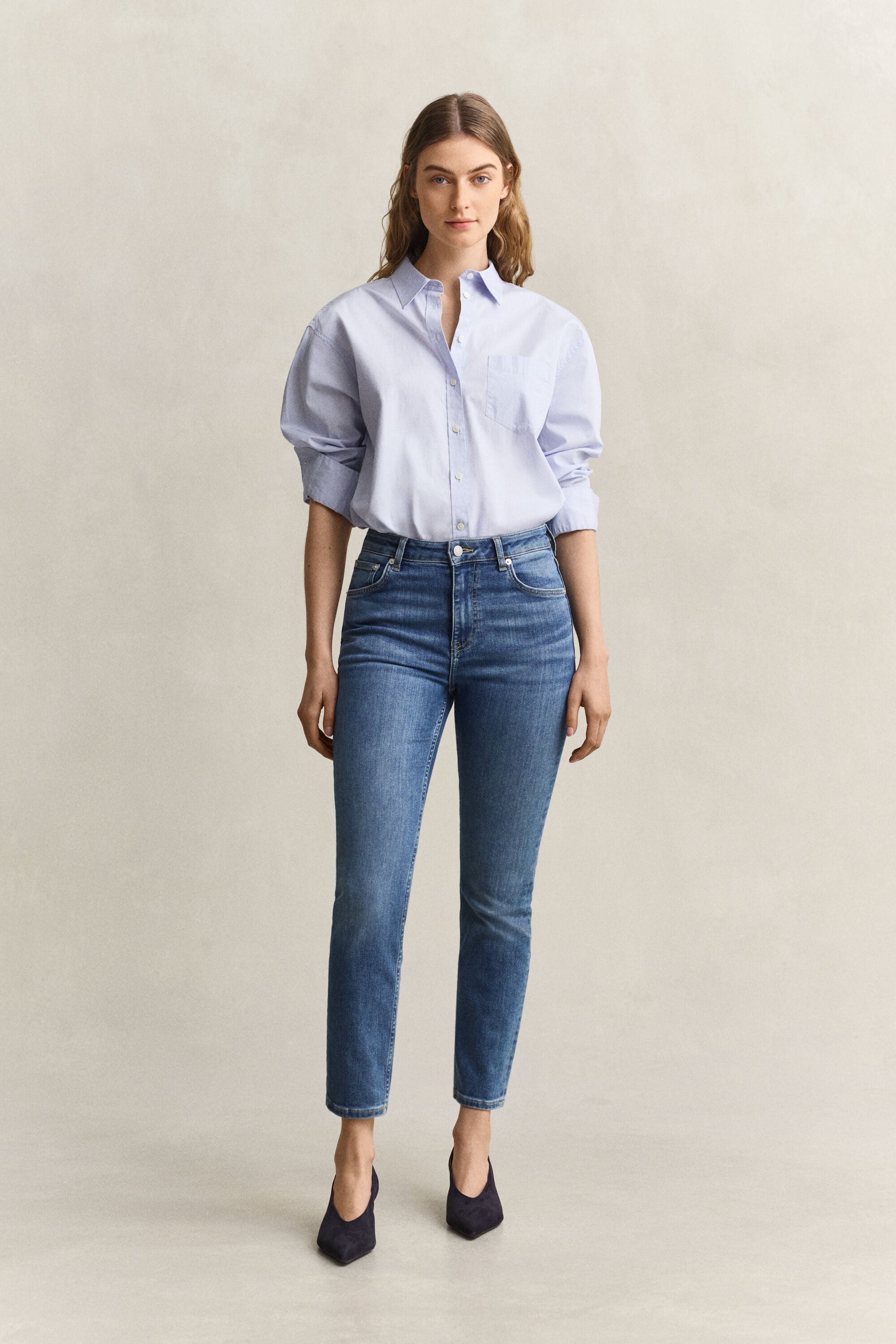 Jeans alla caviglia elasticizzati