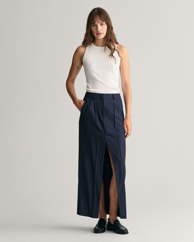 Gonna lunga gessata con pinces