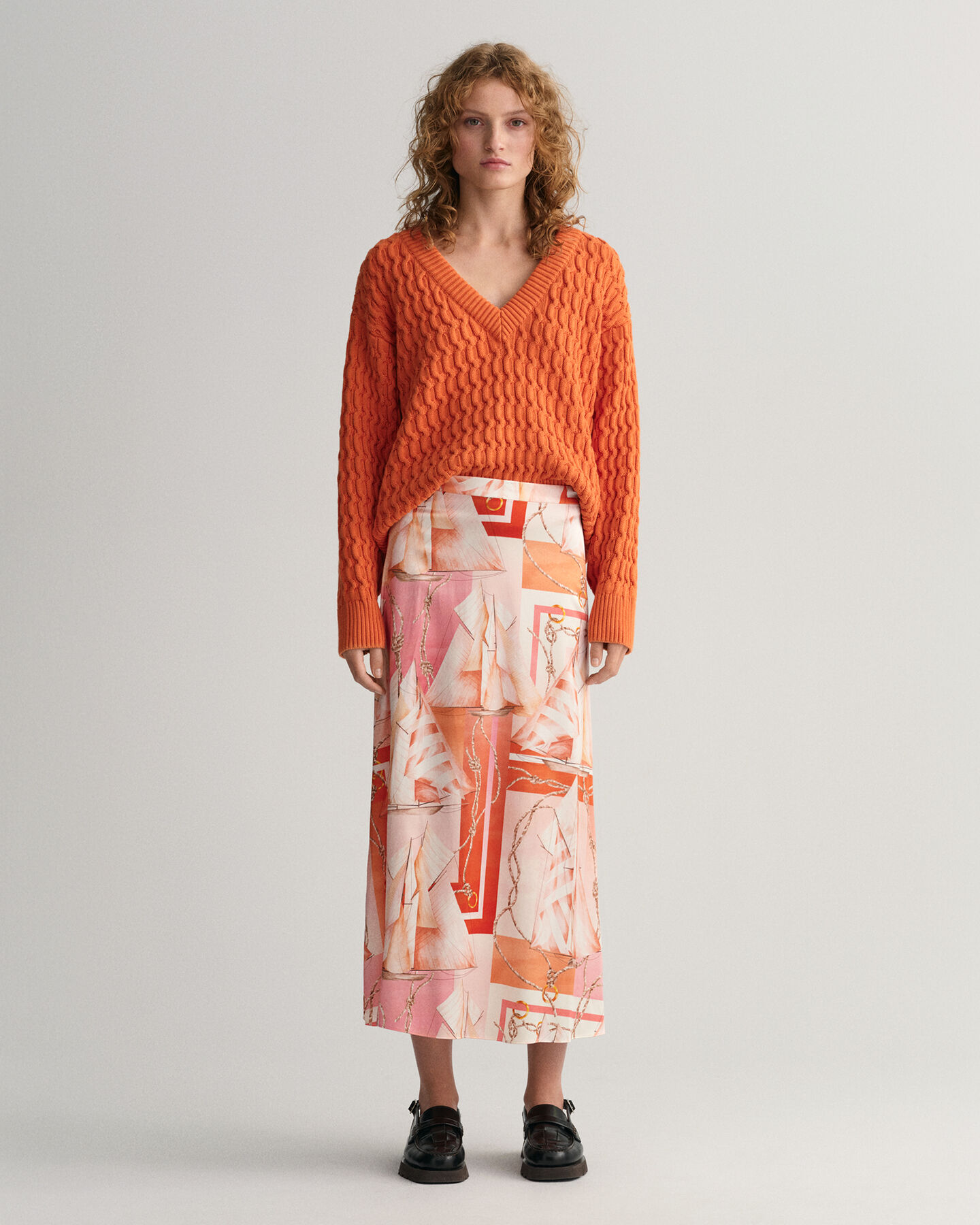 Gonna lunga in seta con stampa Sailing