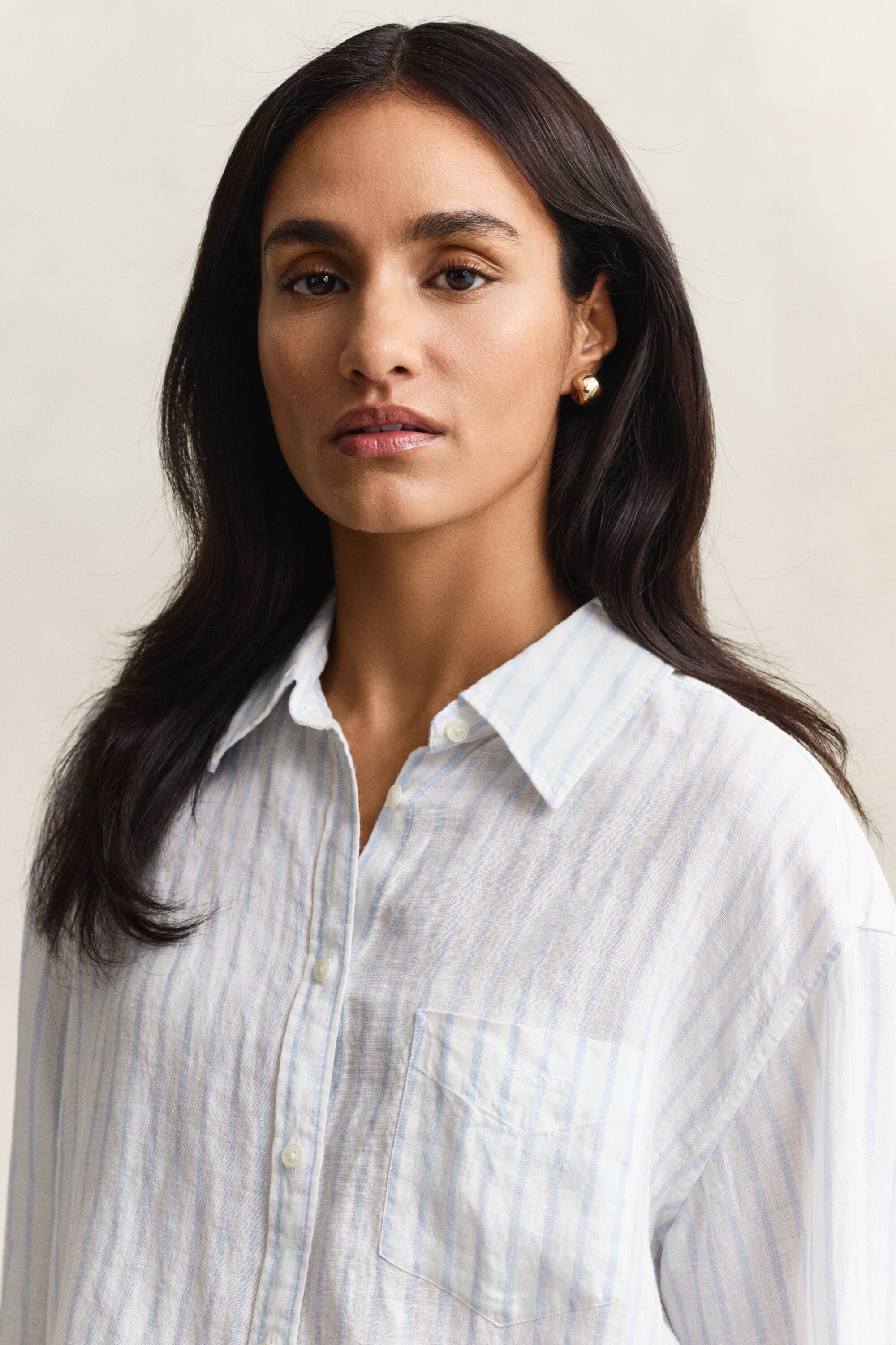 Camicia di lino a righe relaxed fit