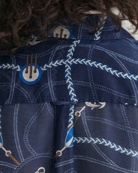 Camicetta di seta e cotone con stampa Sailing relaxed fit