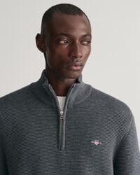 Maglia in cotone testurizzato con zip corta