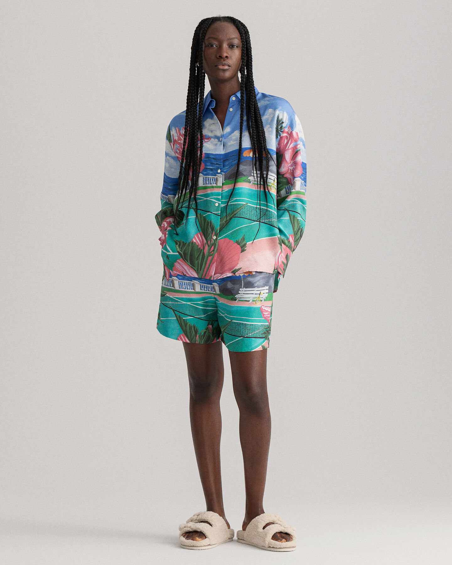 Camicia di seta con stampa Scenery