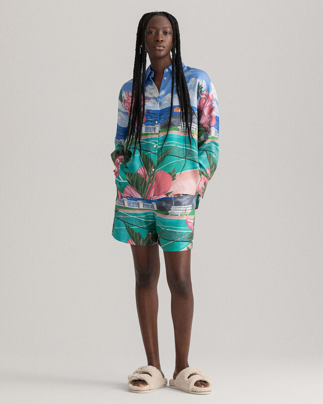 Camicia di seta con stampa Scenery