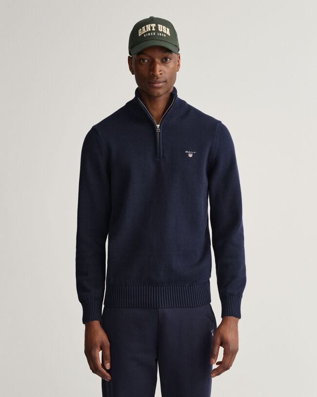 Maglia Casual in cotone con zip corta