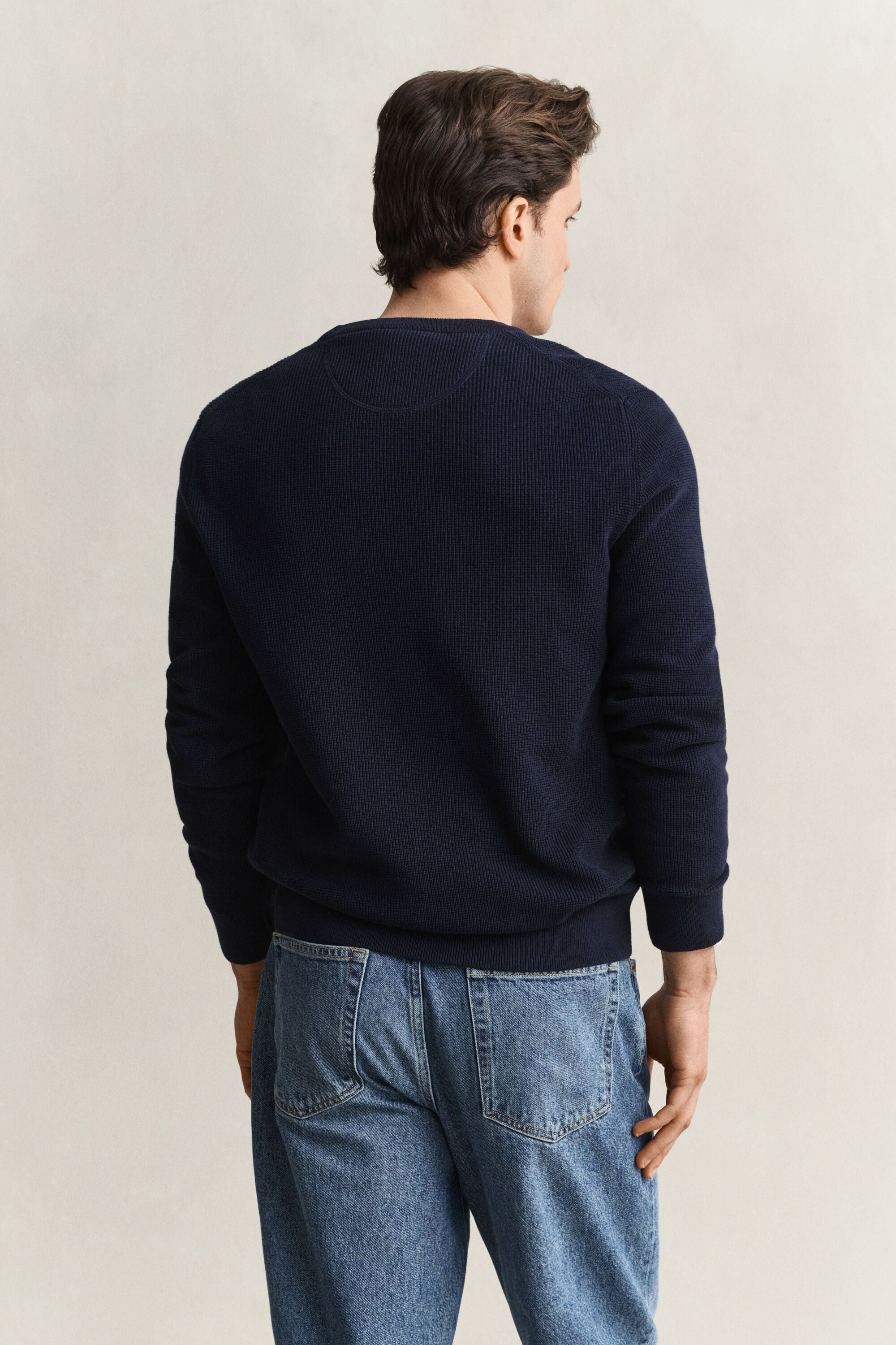 Maglia girocollo in cotone testurizzato