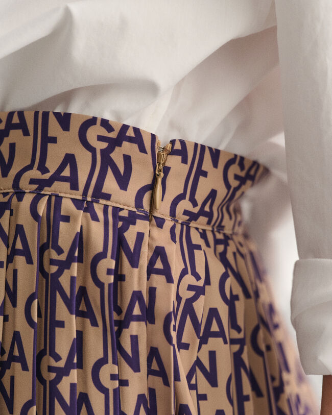 Gonna plissettata con stampa Monogram