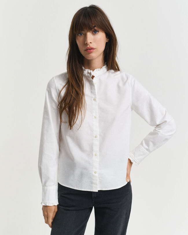Blusa Oxford classica con volant