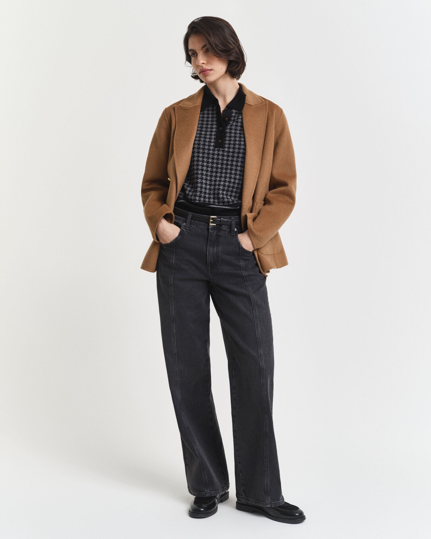 Polo in jacquard pied-de-poule