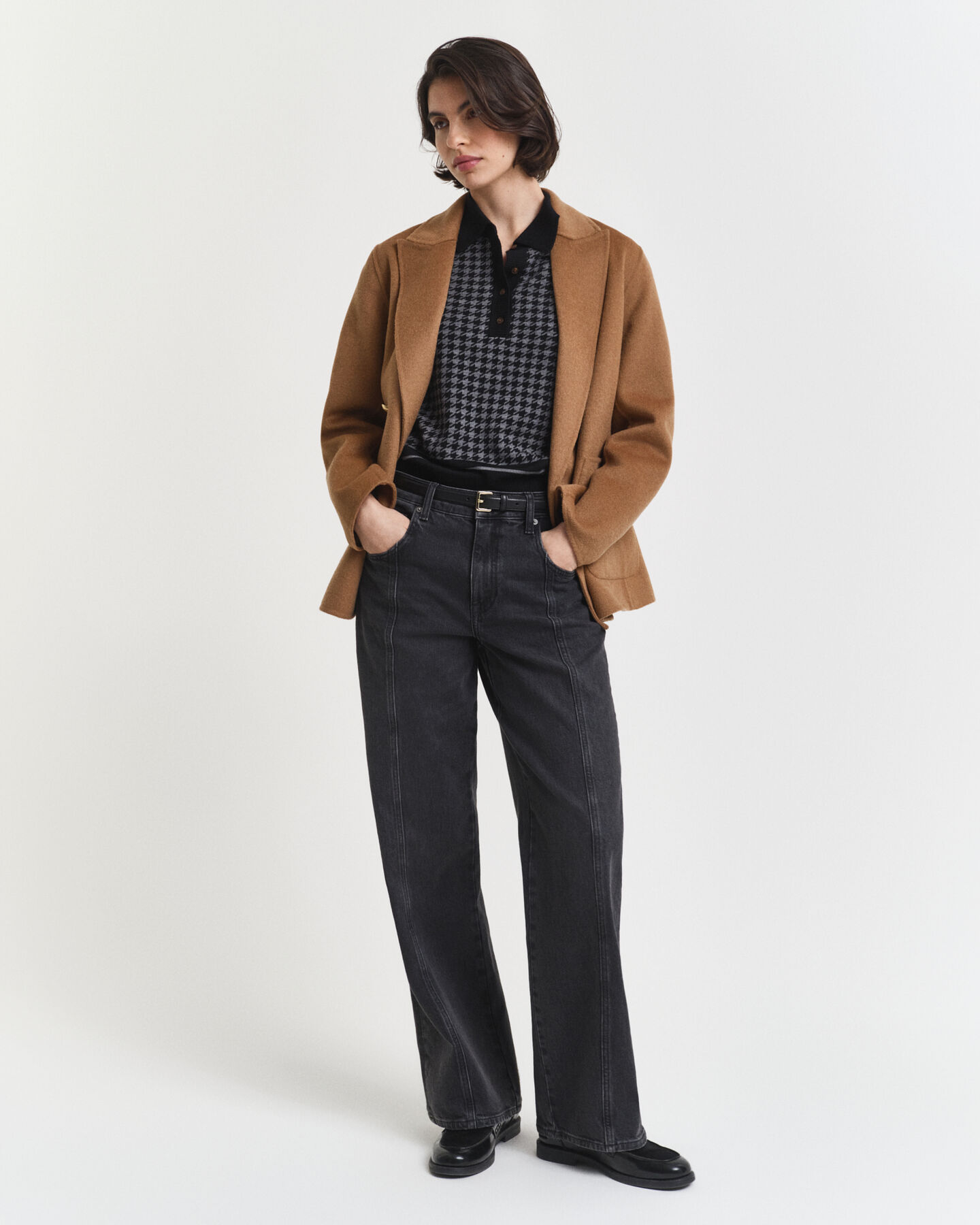 Polo in jacquard pied-de-poule