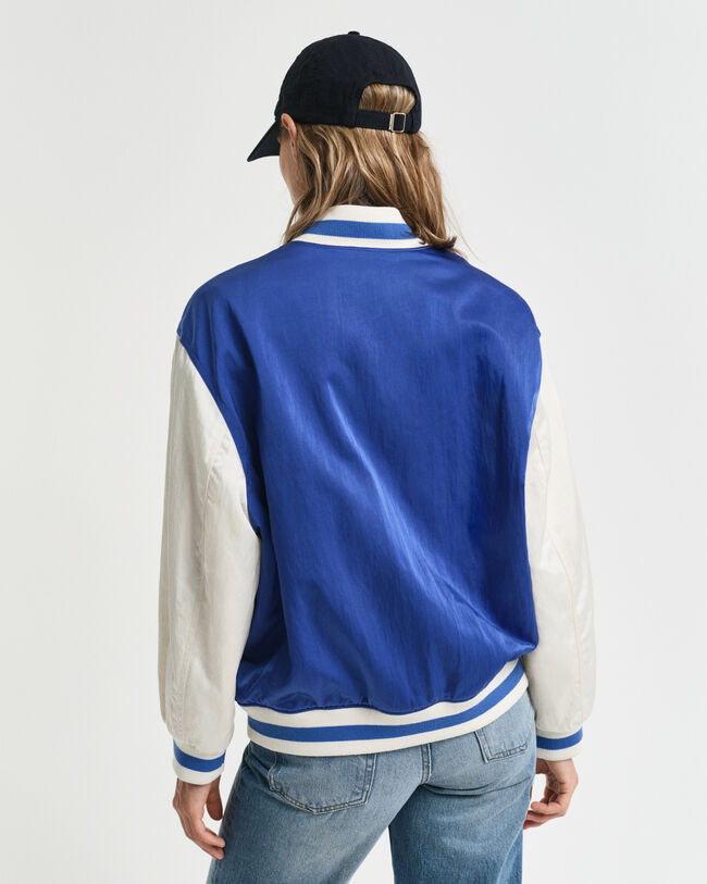 Varsity Jacket in raso con stemma G