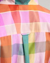 Abito in cotone-seta con mix di quadri