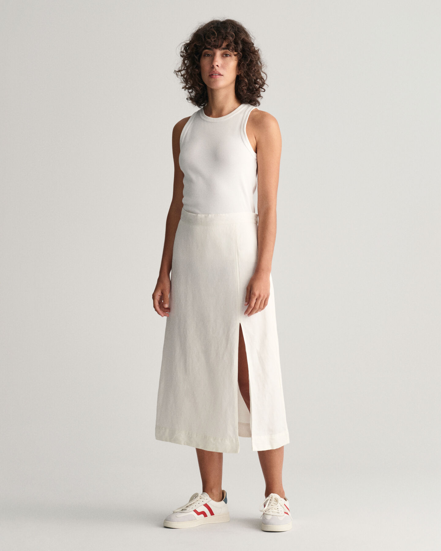 Gonna midi in misto lino