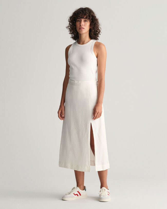 Gonna midi in misto lino