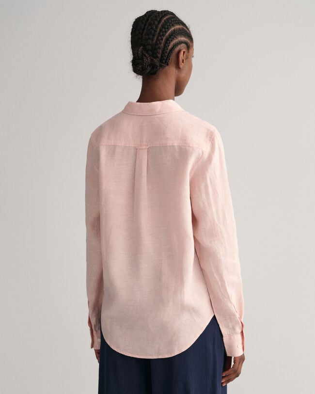 Camicia di lino a quadri in chambray regular fit