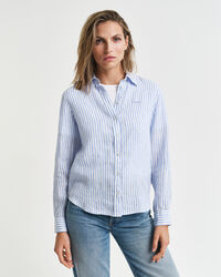 Camicia di lino a righe regular fit