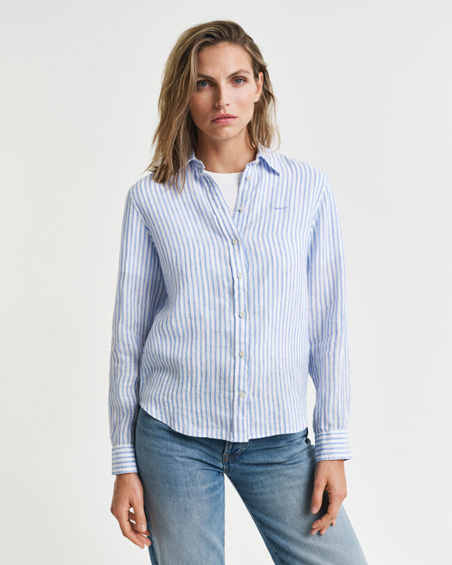 Camicia di lino a righe regular fit