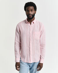 Camicia di lino a righe sottili regular fit