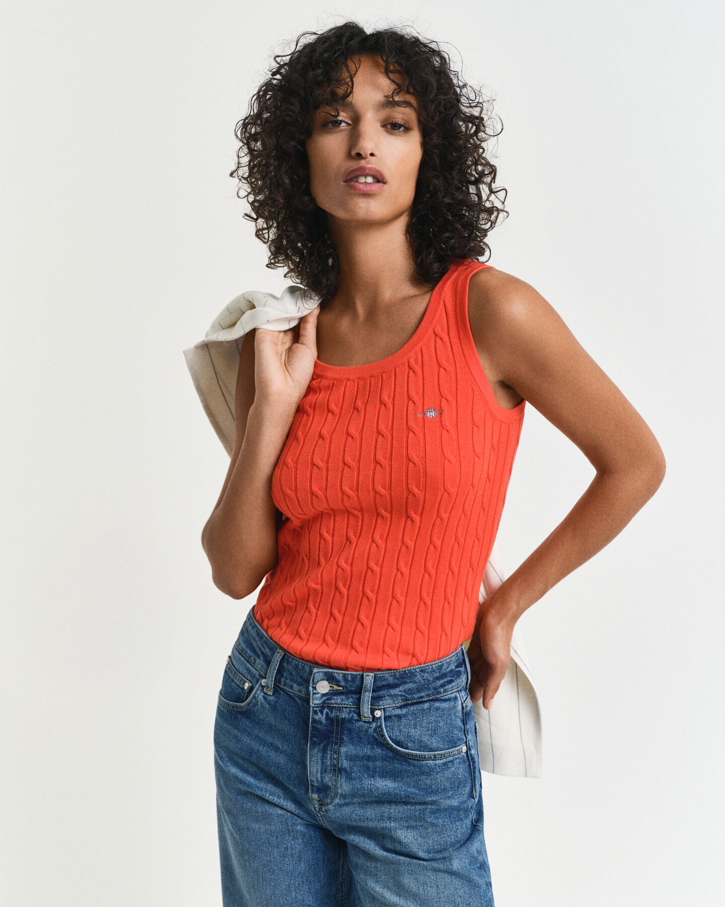 Canotta in cotone elasticizzato a trecce