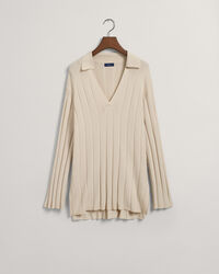 Maglia con colletto aperto in maglia a coste