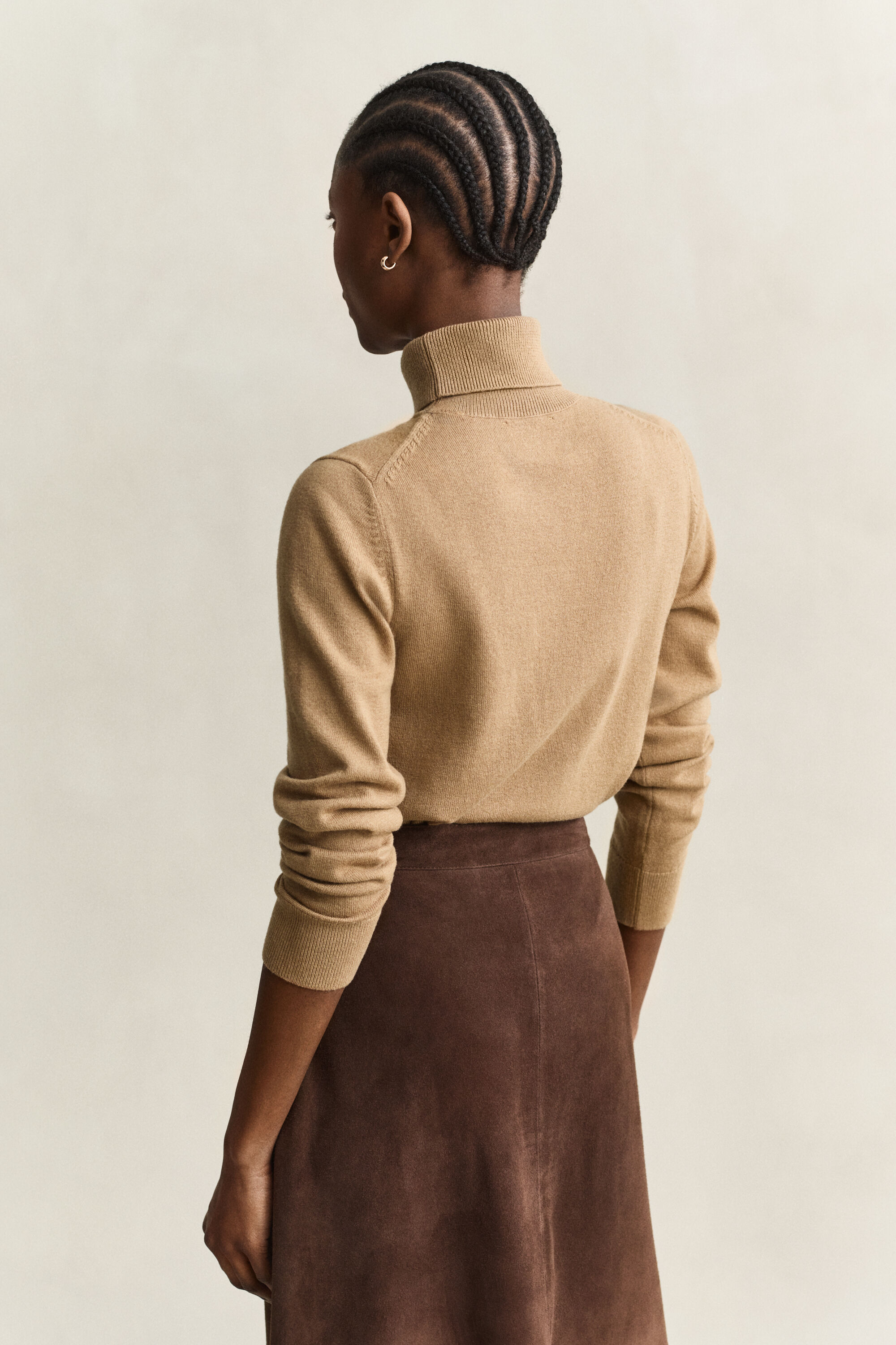 Maglia con collo alto in lana e cotone