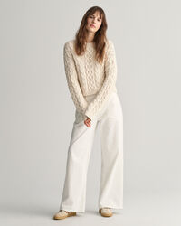 Maglia girocollo a trecce