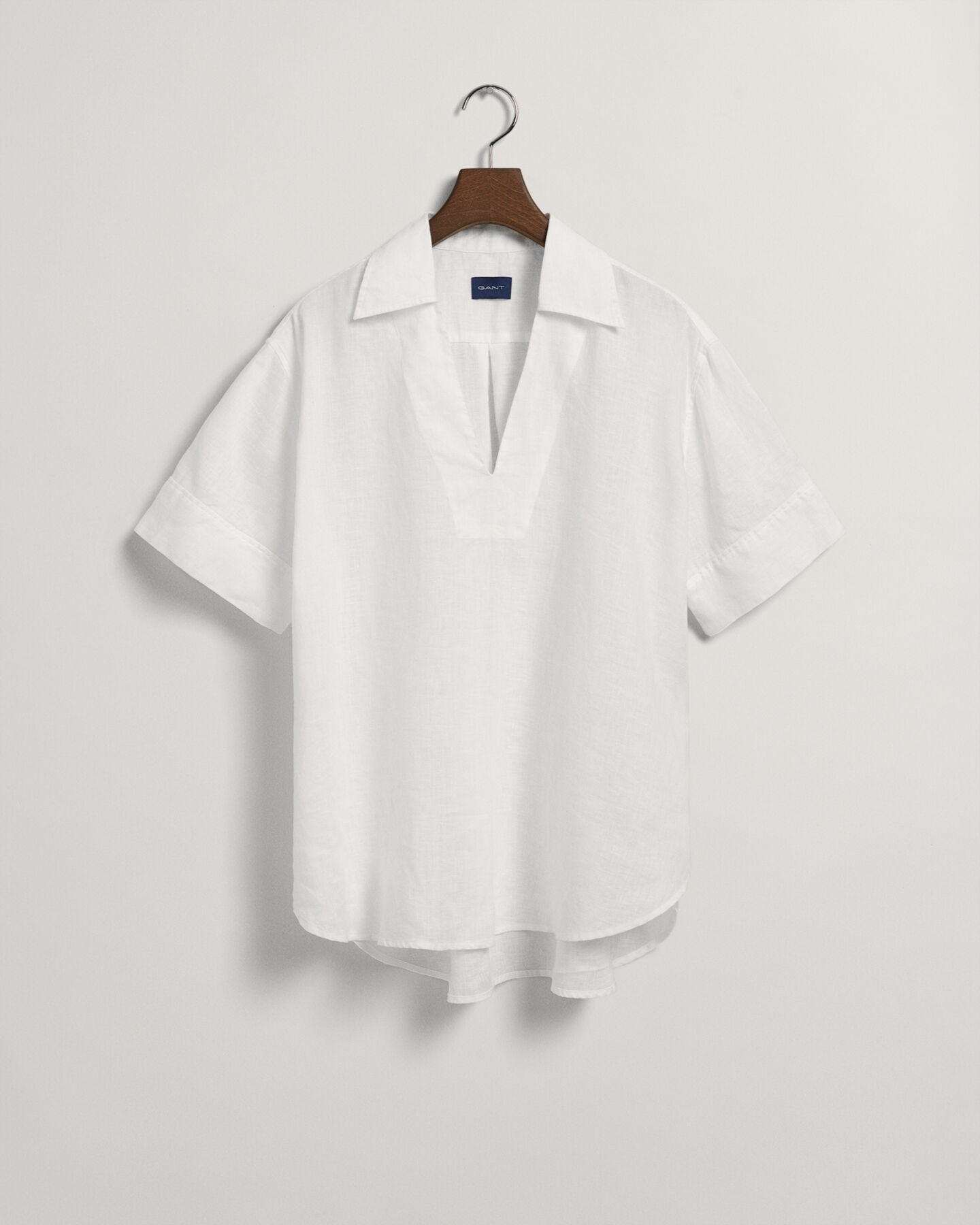 Blusa Popover in lino a maniche corte