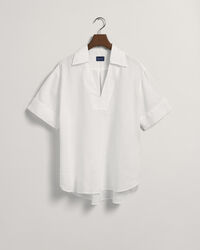 Blusa Popover in lino a maniche corte