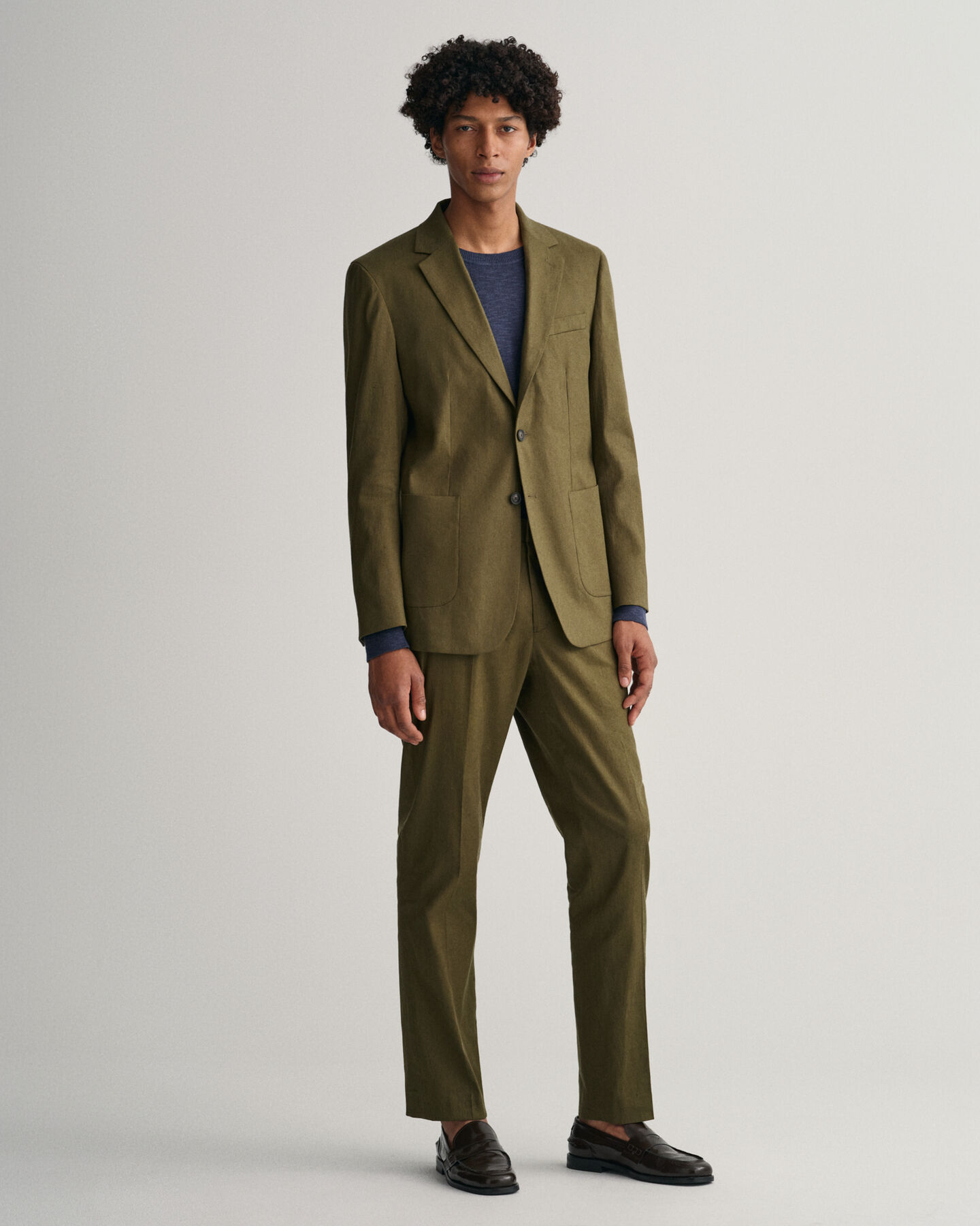 Blazer da abito in misto lino-cotone