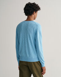 Maglia girocollo in misto cotone-lino
