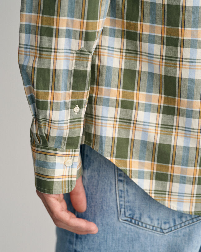 Camicia in misto lino-cotone a quadri regular fit