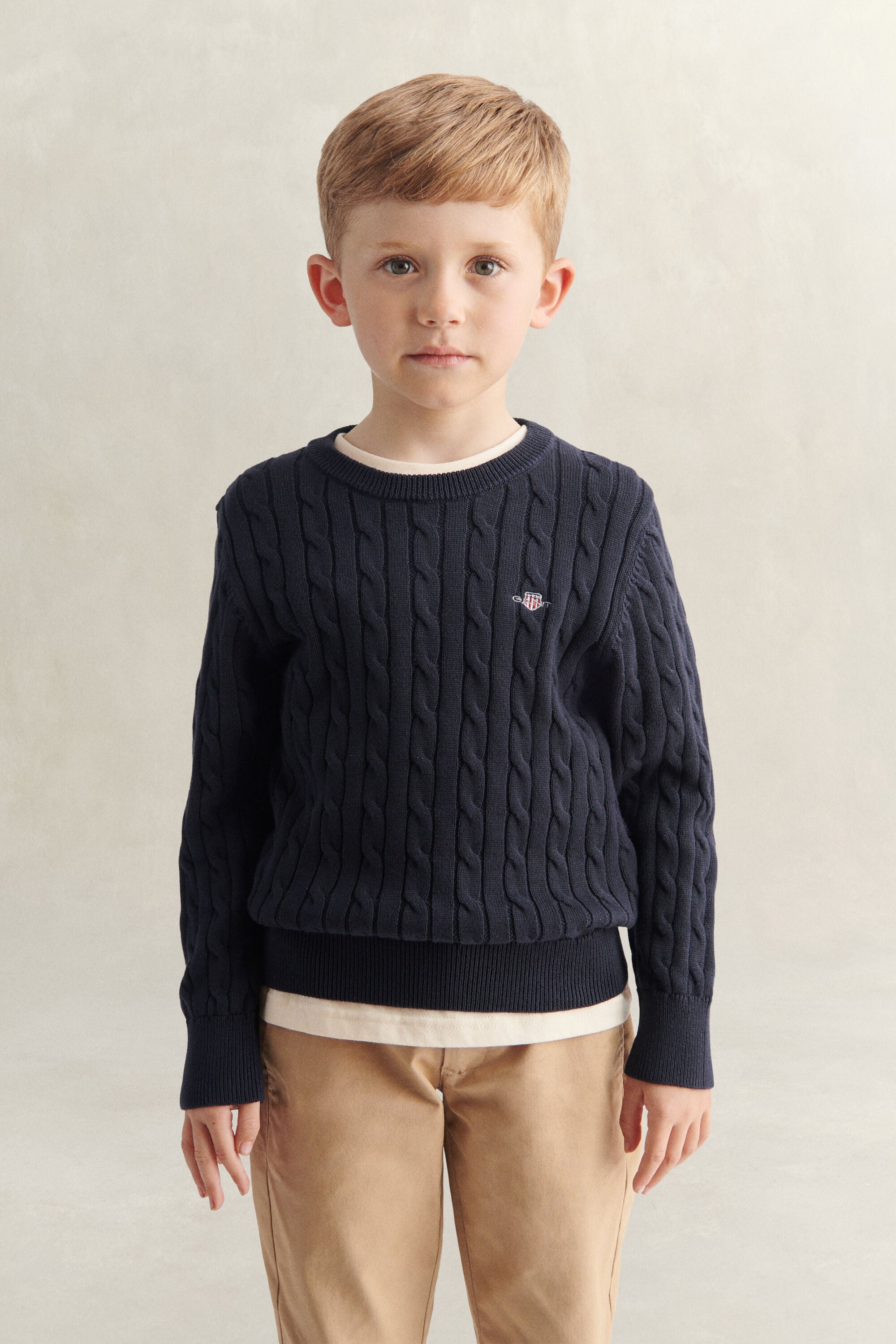 Maglia lavorata in cotone a trecce Shield Boys