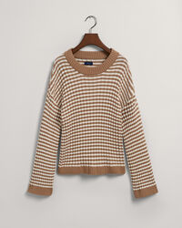 Maglia girocollo in cotone a coste e righe